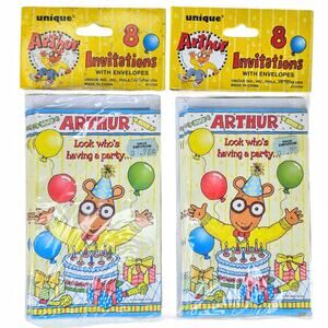 Arthur PBS Birthday Party Invitations 1997 Vintage 8 Cards w/Envelopes Set of 2